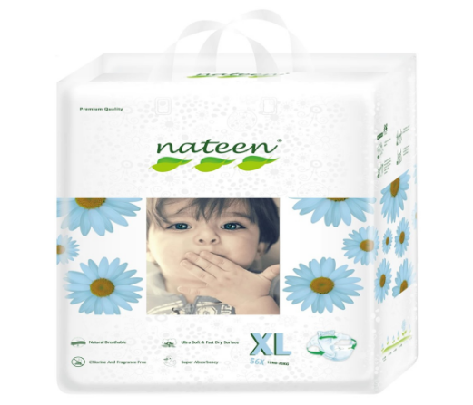 Mama si copilul - SCUTECE BIODEGRADABILE PREMIUM LINE XL, MARIMEA 5 (12-25 KG) * 56 BUCATI, NATEEN, farmacom.ro