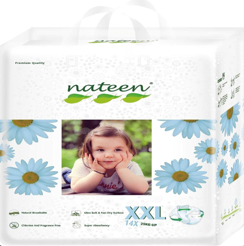 Mama si copilul - SCUTECE HIPOALERGENICE FLEX&FIT PREMIUM LINE XXL NR.6 >25 KG*14 BUC NATEEN, farmacom.ro