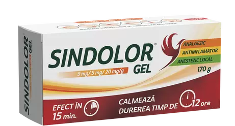 Medicamente fara reteta (OTC) - Sindolor gel, 5 mg/5 mg/20 mg/g, 170 g, Fiterman, farmacom.ro