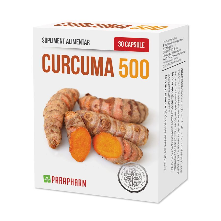Vitamine si suplimente pentru imunitate - Curcuma 500 mg, 30 capsule, Parapharm, farmacom.ro