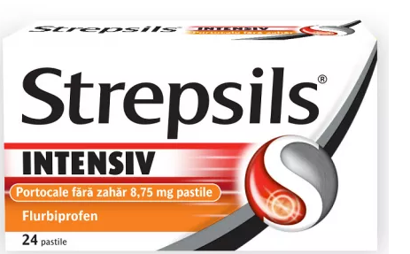 Medicamente fara reteta (OTC) - Strepsils Intensiv portocale fara zahar, 24 comprimate, farmacom.ro