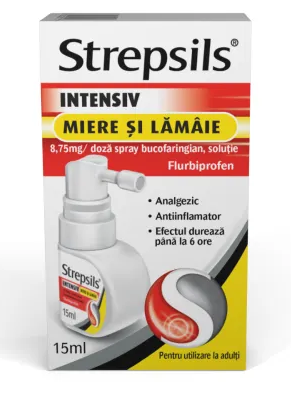 Medicamente fara reteta (OTC) - STREPSILS INTENSIV SPRAY MIERE SI LAMAIE * 15 ML, farmacom.ro