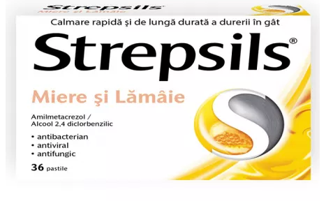 Medicamente fara reteta (OTC) - STREPSILS MIERE SI LAMAIE * 36 CPR, farmacom.ro