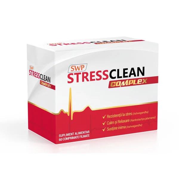 Pastile pentru somn si stres - STRESSCLEAN COMPLEX * 60 COMPRIMATE FILMATE, farmacom.ro
