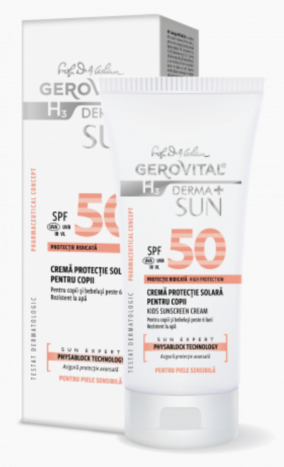 Protectie solara copii - GEROVITAL H3 DERMA+SUN CREMA PROTECTIE SOLARA COPII SPF50 * 100 ML 46790, farmacom.ro