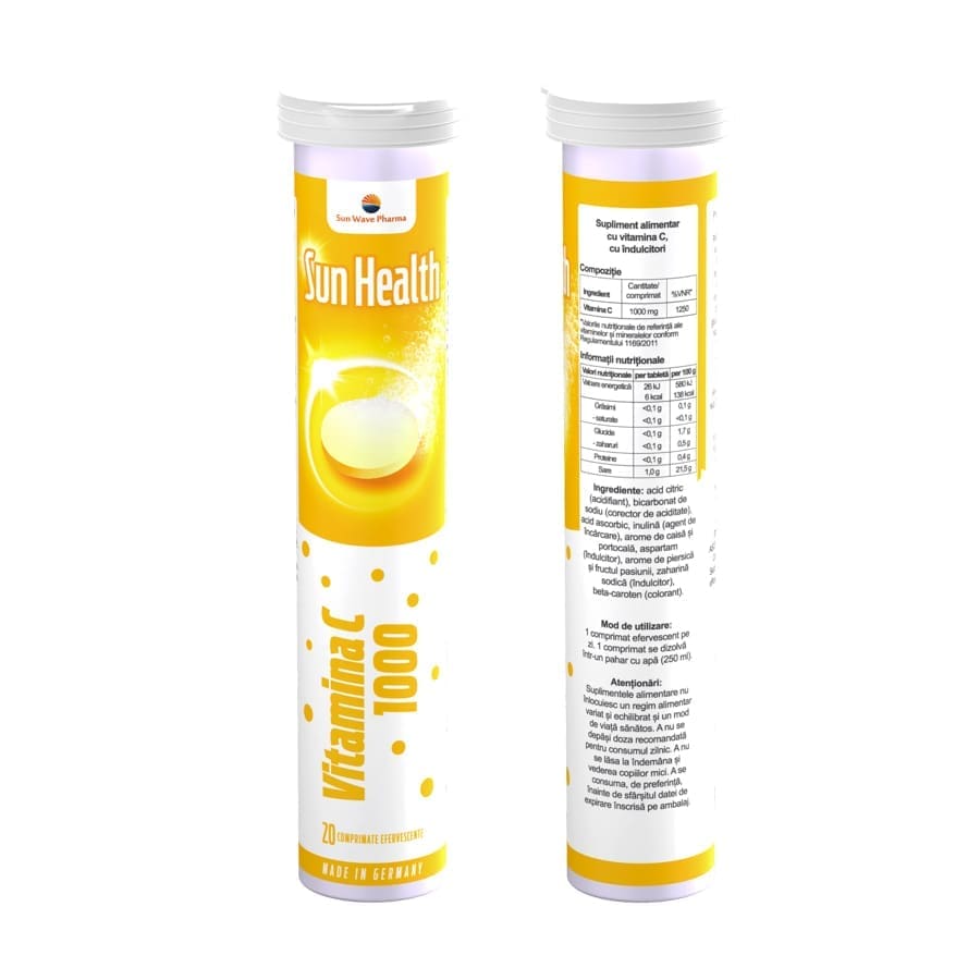 Imunitate - SUN HEALTH VITAMINA C 1000 MG * 20 COMPRIMATE EFERVESCENTE, farmacom.ro
