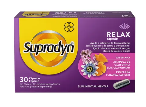 Pastile pentru somn si stres - SUPRADYN RELAX * 30 CAPSULE, farmacom.ro