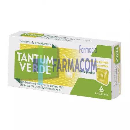 Medicamente fara reteta (OTC) - Tantum verde lamaie, 3 mg, 20 pastile, Angelini, farmacom.ro