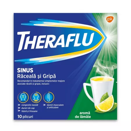 Medicamente OTC - fara reteta - Theraflu Sinus Raceala si Gripa pulbere orala x10 plicuri, farmacom.ro