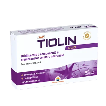 Pastile pentru somn si stres - TIOLIN DUO * 30 COMPRIMATE, farmacom.ro