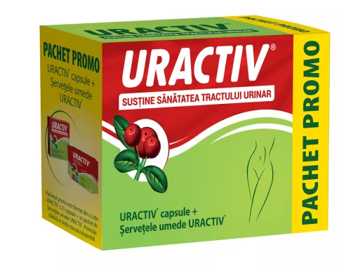 Aparatul urinar - URACTIV * 21 CAPSULE + SERVETELE UMEDE CADOU, farmacom.ro