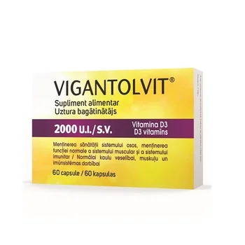 Vitamine si suplimente pentru imunitate - VIGANTOLVIT 2000 UI VIT D3 * 60 CAPSULE, farmacom.ro