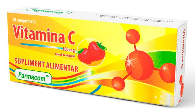 Suplimente alimentare Farmacom - VITAMINA C 100 MG * 30 CPR CAPSUNI FARMACOM, farmacom.ro