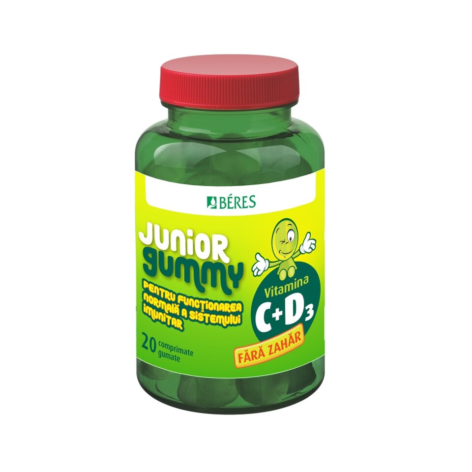 Vitamine si suplimente alimentare pentru copii - VITAMINA C+ D3 JUNIOR GUMMY * 20 COMPRIMATE GUMATE BERES, farmacom.ro