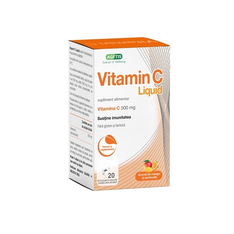 Vitamine si suplimente pentru imunitate - VITAMINA C LIQUID 500 MG SOLUTIE ORALA * 20 PLICURI, farmacom.ro