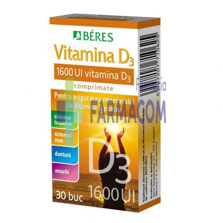 Vitamine si minerale - VITAMINA D3 1600 UI * 30 CPR BERES, farmacom.ro