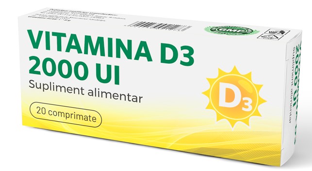 Suplimente alimentare Farmacom - VITAMINA D3 2000 UI * 20 CPR FARMACOM, farmacom.ro