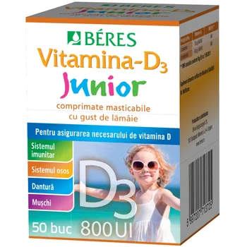 Vitamine si suplimente pentru copii - VITAMINA D3 JUNIOR 800 UI * 50 CPR BERES, farmacom.ro