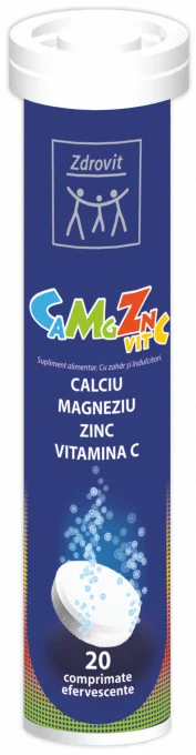 Vitamine si minerale - ZDROVIT CALCIU MAGNEZIU ZINC VIT C * 20 COMPRIMATE EFERVESCENTE, farmacom.ro