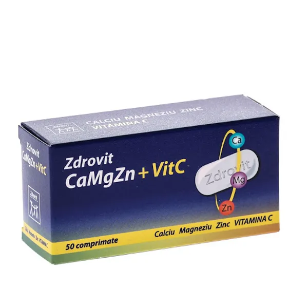 Vitamine si minerale - ZDROVIT CALCIU MAGNEZIU ZINC VIT C * 50 COMPRIMATE, farmacom.ro