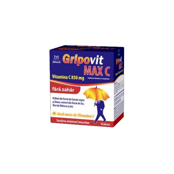 Raceala si gripa - ZDROVIT GRIPOVIT MAX C FARA ZAHAR * 10 PLICURI, farmacom.ro