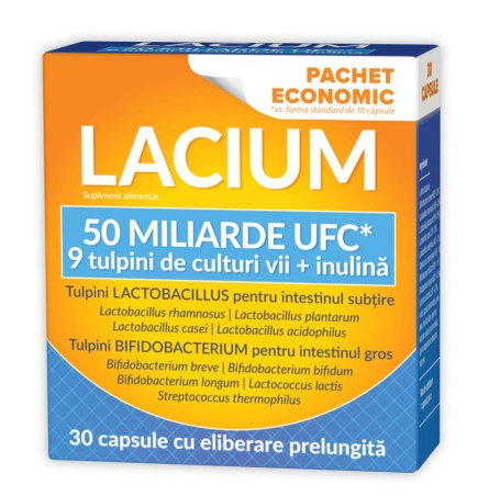 Prebiotice si Probiotice adulti si copii - ZDROVIT LACIUM 50 MILIARDE UFC * 30 CAPSULE CU ELIBERARE PRELUNGITA, farmacom.ro
