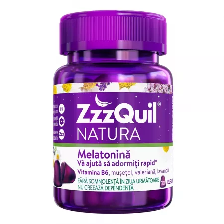 Suplimente alimentare - ZZZQUIL NATURA MELATONIN * 30 JELEURI, farmacom.ro