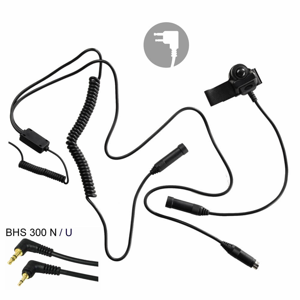 Midland Cablu adaptor cu buton ptt midland bhs300u cu 2 pini pentru căști moto