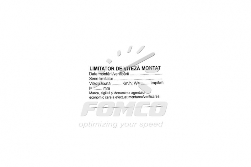 Piese pentru limitatoare de viteză - Etichete pentru limitator, fomcoshop.ro