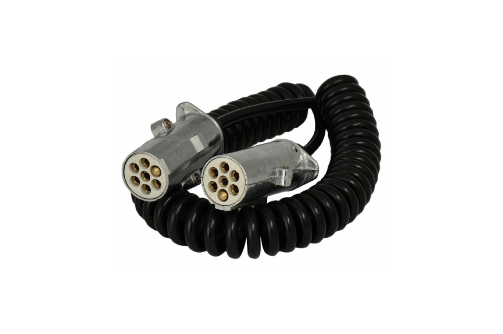 Cabluri - Cablu electric spiralat cu mufe 7 pini tip S, 3,8 metri, fomcoshop.ro
