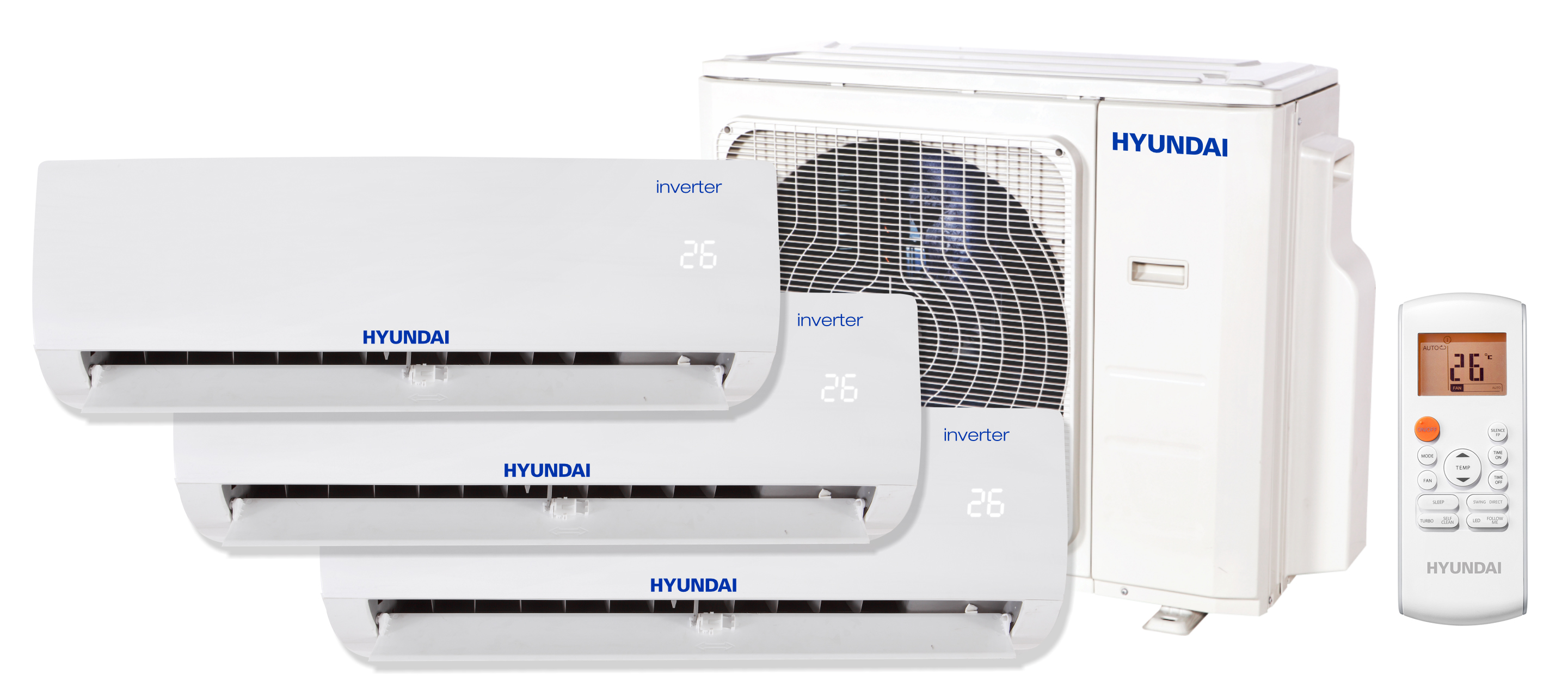 Pachet 3 camere, Aer conditionat multi-split Hyundai M, 2 x 9000 BTU + 18000 BTU, Inverter, kit Wi-Fi inclus, 2 x HSAFAU-09HRDN + HSAFCU-18HRFN + H3OE-27HFN8-Q