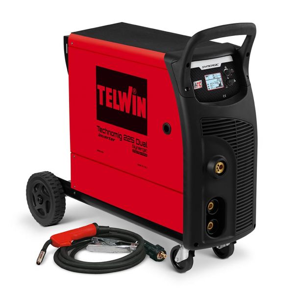 Aparat sudura MIG-MAG/ MMA/TIG Telwin TECHNOMIG225DUAL_SYNERGIC, 220 A, sarma otel 0.6-1 mm, electrozi 1.6-3.2 mm, cu accesorii