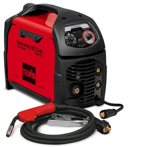 Aparat sudura MIG-MAG/MMA/TIG-LIFT Telwin TECHNOMIG180DUALSYNERGIC_MULTIPROCES, 170 A, 0.6-0.8 mm, cu accesorii