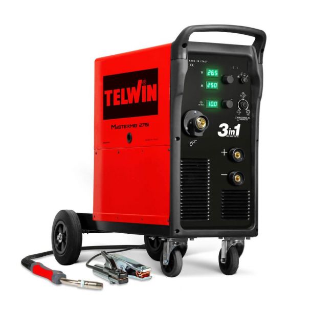 Aparat sudura multiproces MIG/MMA/TIG DC Telwin MASTERMIG 275i, 250 A, sarma otel 0.6-1.2 mm, cu accesorii