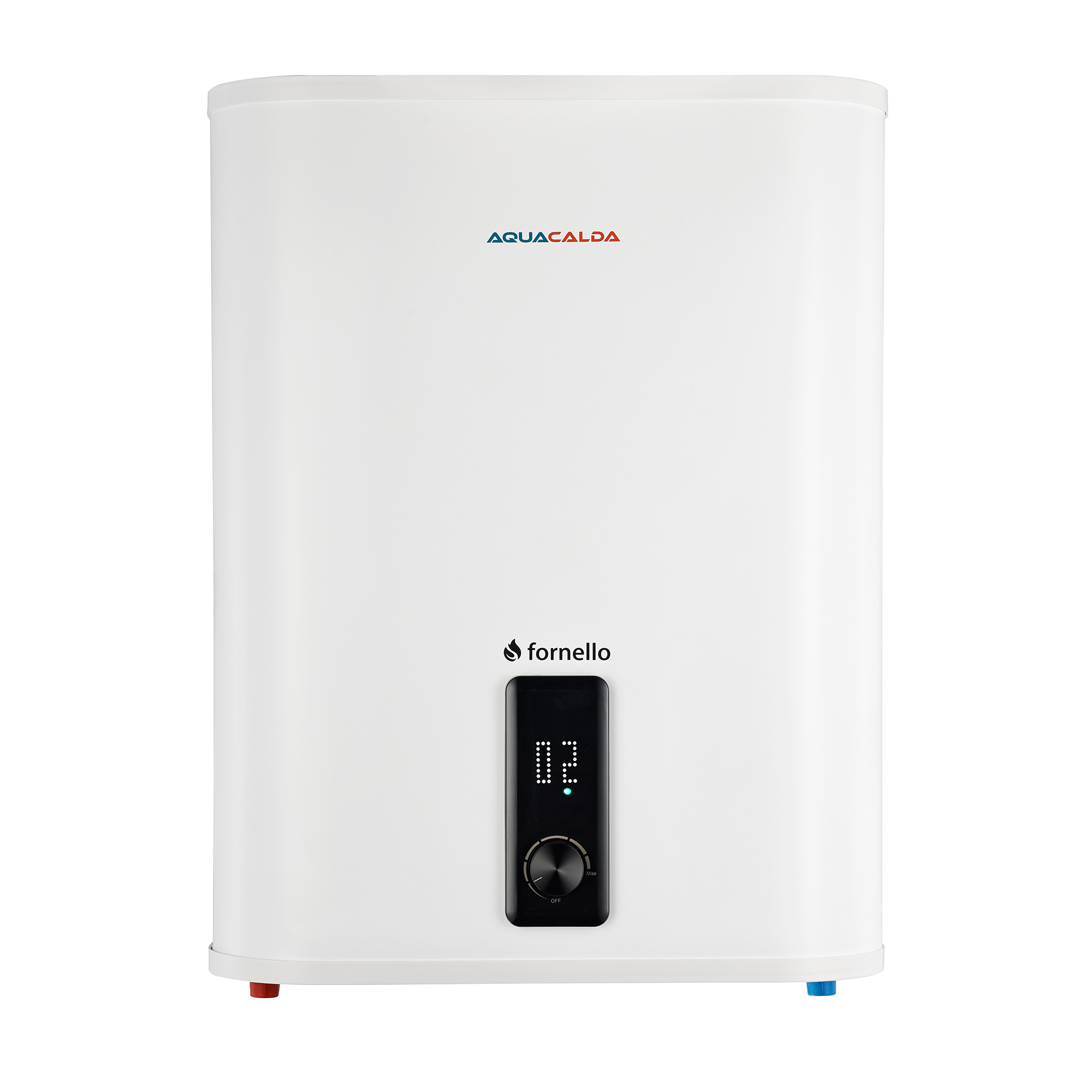 Boiler electric Fornello AQUACALDA Flat  50 Litri 2000 watt reglaj extern al temperaturii poliuretan expandat montare Verticala sau Orizontala grad de protecție IPX4 anod de magneziu si afisaj digital