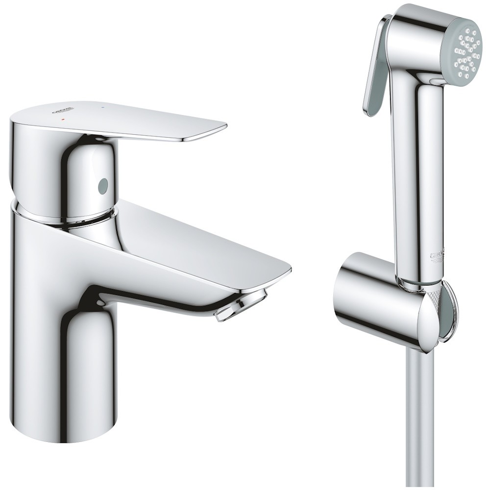 Baterie lavoar cu dus igienic Grohe BauEdge, marime S crom