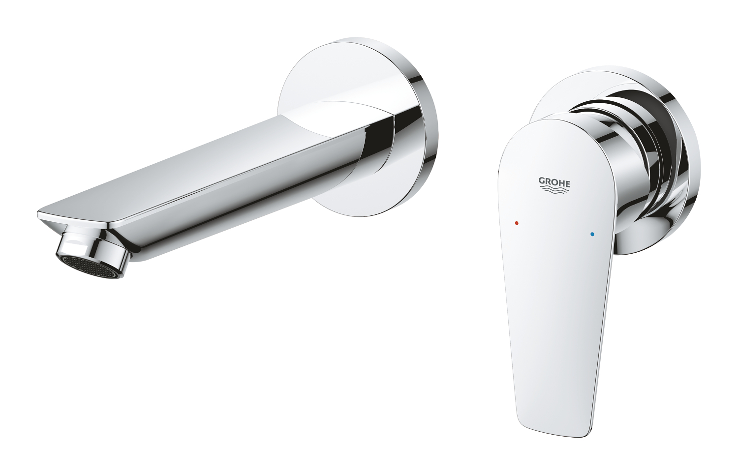 Baterie lavoar Grohe Bau Edge New, pipa 17 cm, montaj incastrat, corp ingropat inclus, crom