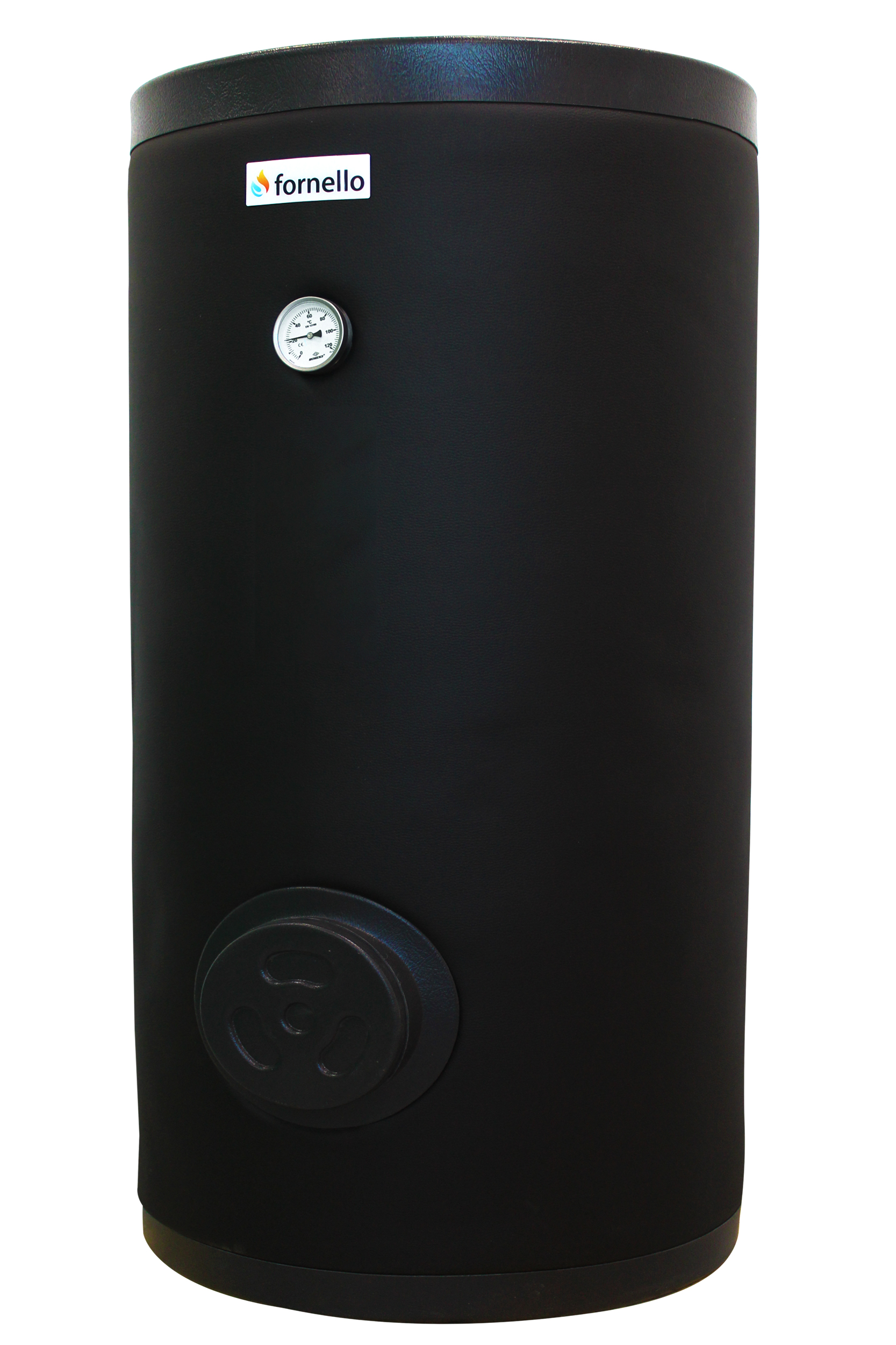 Boiler cu 2 serpentine FORNELLO SOL 750 LT 2S, pentru centrala termica si solar, montaj pe sol, izolatie termica, manta de protectie , flansa de vizitare