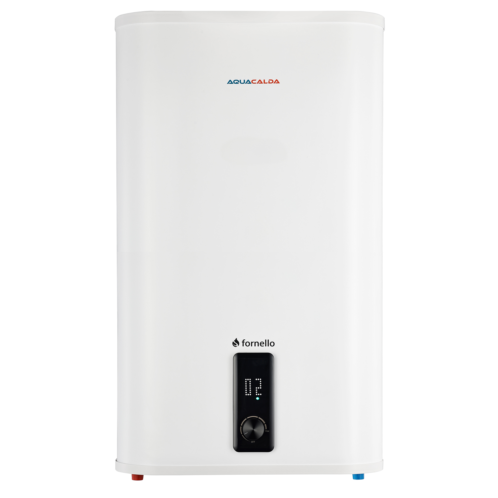 Boiler electric Fornello AQUACALDA Flat  100 Litri 2000 watt reglaj extern al temperaturii poliuretan expandat montare Verticala sau Orizontala grad de protecție IPX4 anod de magneziu si afisaj digital