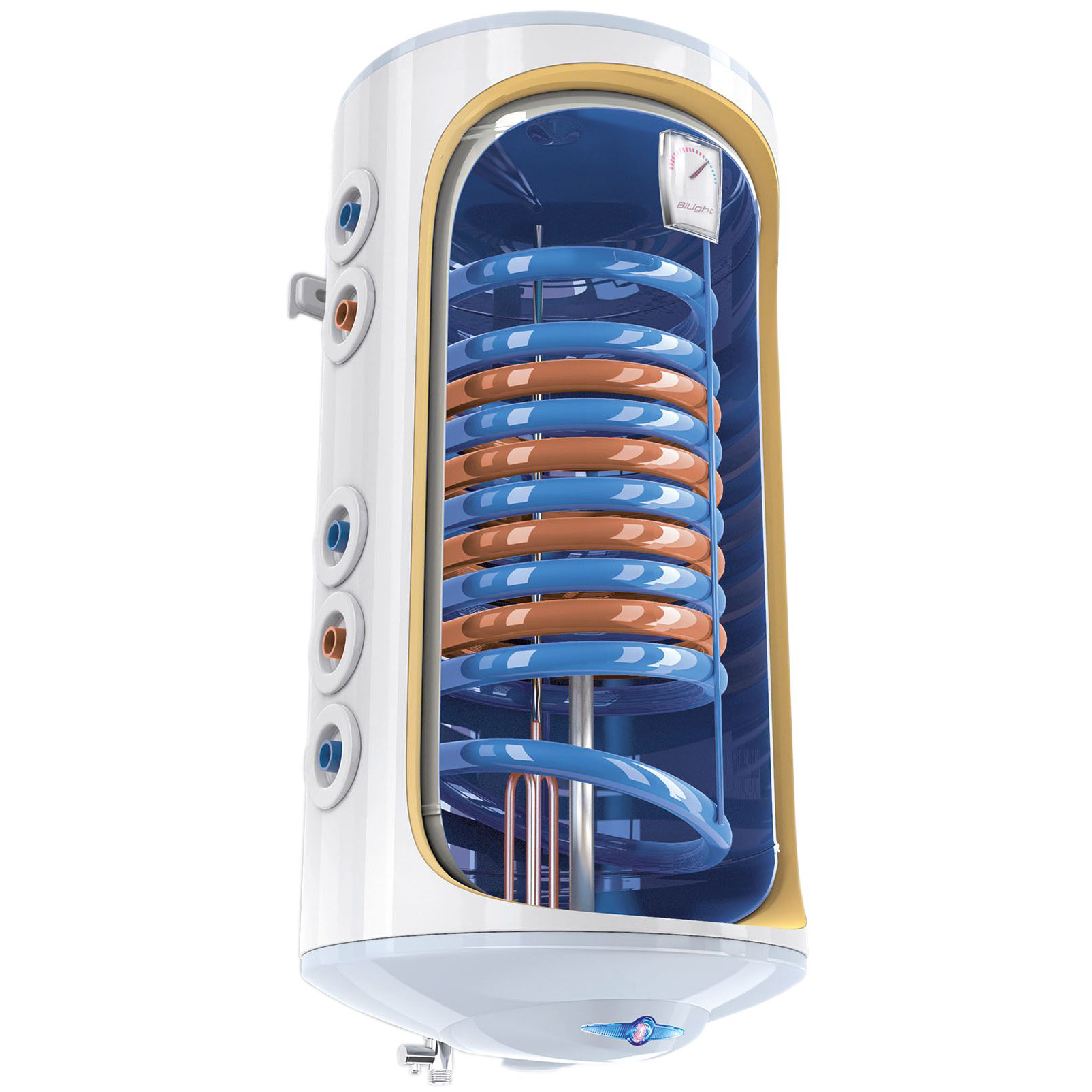 Boiler termoelectric cu 2 serpentine TESY BiLight GCV7/4SL 1204420 B11 TSRCP2, 120 litri, 2000W, 0.8 Mpa, 18 mm, Turbolator, Serpentine pe partea stanga