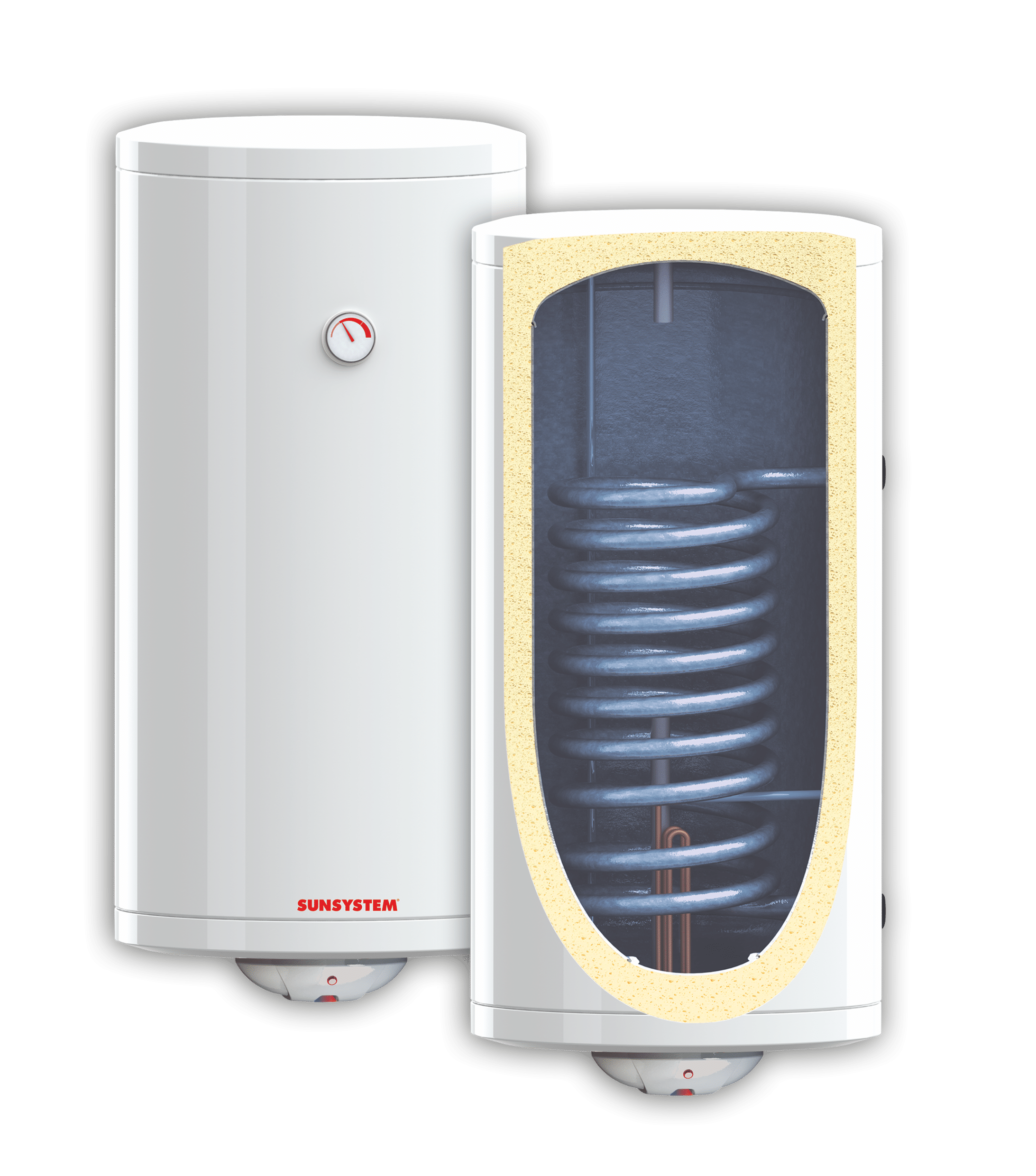 Mărește imaginea pentru Boiler termoelectric Sunsystem BB NL2 100 V S1 2 KW cu o serpentina 100 litri putere serpentina 9 kw putere electrica 2 KW serpentina pe partea dreapta reglaj extern al temperaturii izolatie termica