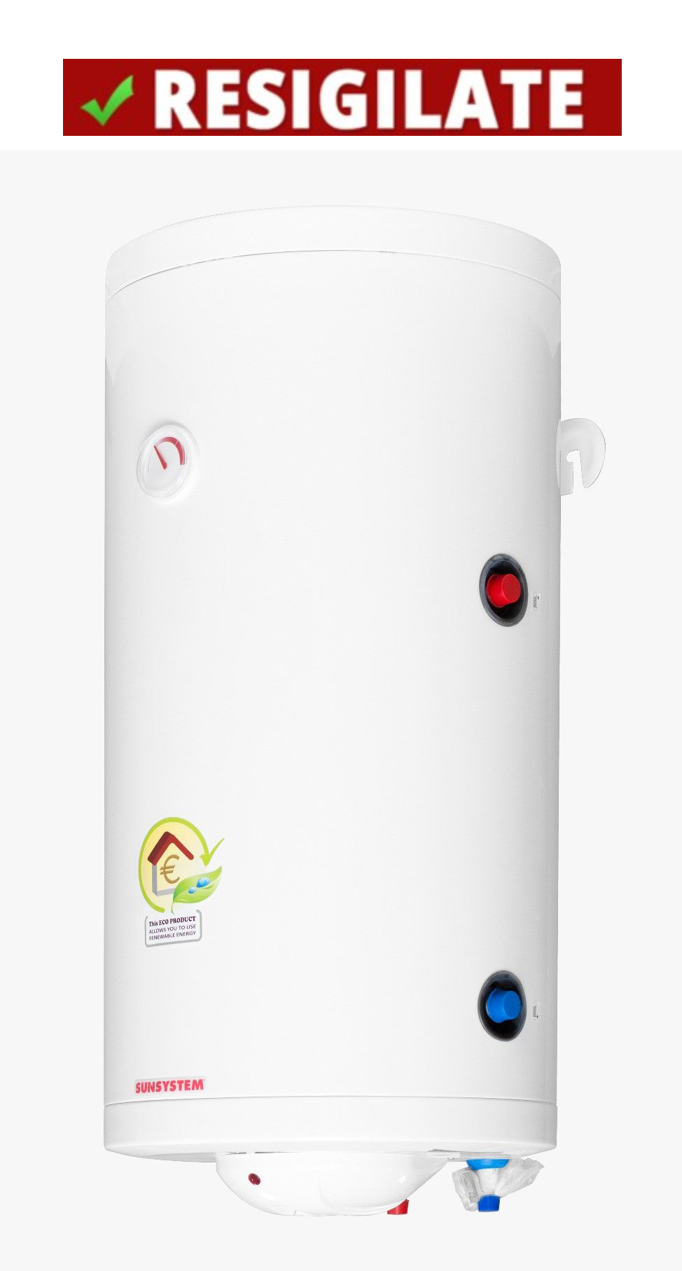 PRODUS RESIGILAT, NOU, MICI LOVITURI, IN PERFECTA STARE DE FUNCTIONARE!!! (5541) Boiler termoelectric Sunsystem MB-NL2 S1 80 cu o serpentina, 80 litri, putere  serpentina 8.22 kw, putere  electrica 2 KW, serpentina pe partea dreapta, reglaj extern al