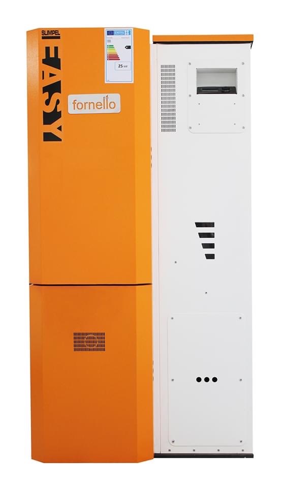 Pachet control de la distanta Centrala pe peleti  Fornello Slimpel Easy 25 kw arzator inox sistem curatare arzator pompa tiraj fortat buncar 135 litri A+ si termostat Wi-Fi Salus IT 500