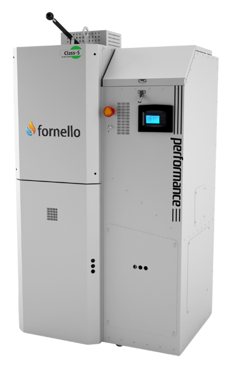 Pachet premium Centrala pe peleti Fornello Slimpel Performance 40 kw boiler termostat control de la distanta pompe electronice vas expansiune termic si sanitar vana deviatoare 3 cai cos inox si fitiguri de baza