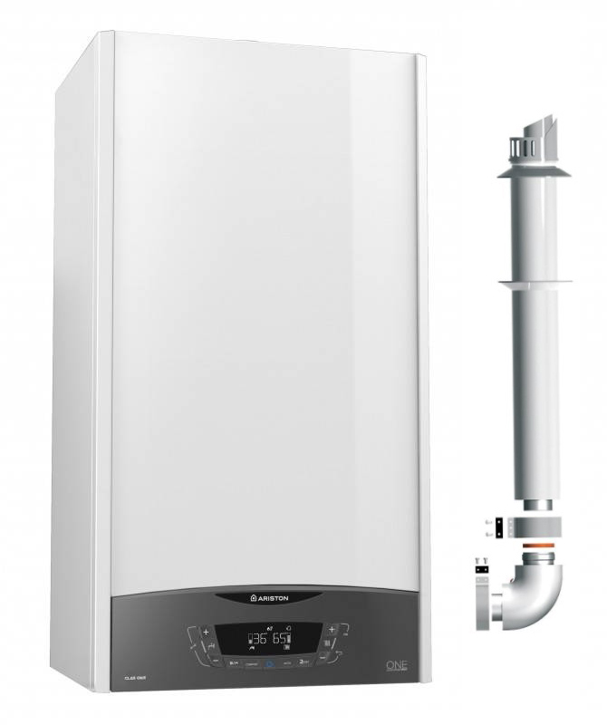 Centrala termica in condensare Ariston CLAS ONE+ WIFI 24 KW pentru incalzire si preparare ACM kit evacuare termostat si extragarantie incluse