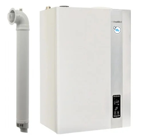 Centrala termica pe gaz/GPL in condensare Fondital Itaca KB 24 kW cu Boiler integrat de 45 litri din otel inoxidabil si izolat termic, Display touchscreen, Clasa A, Kit de evacuare inclus