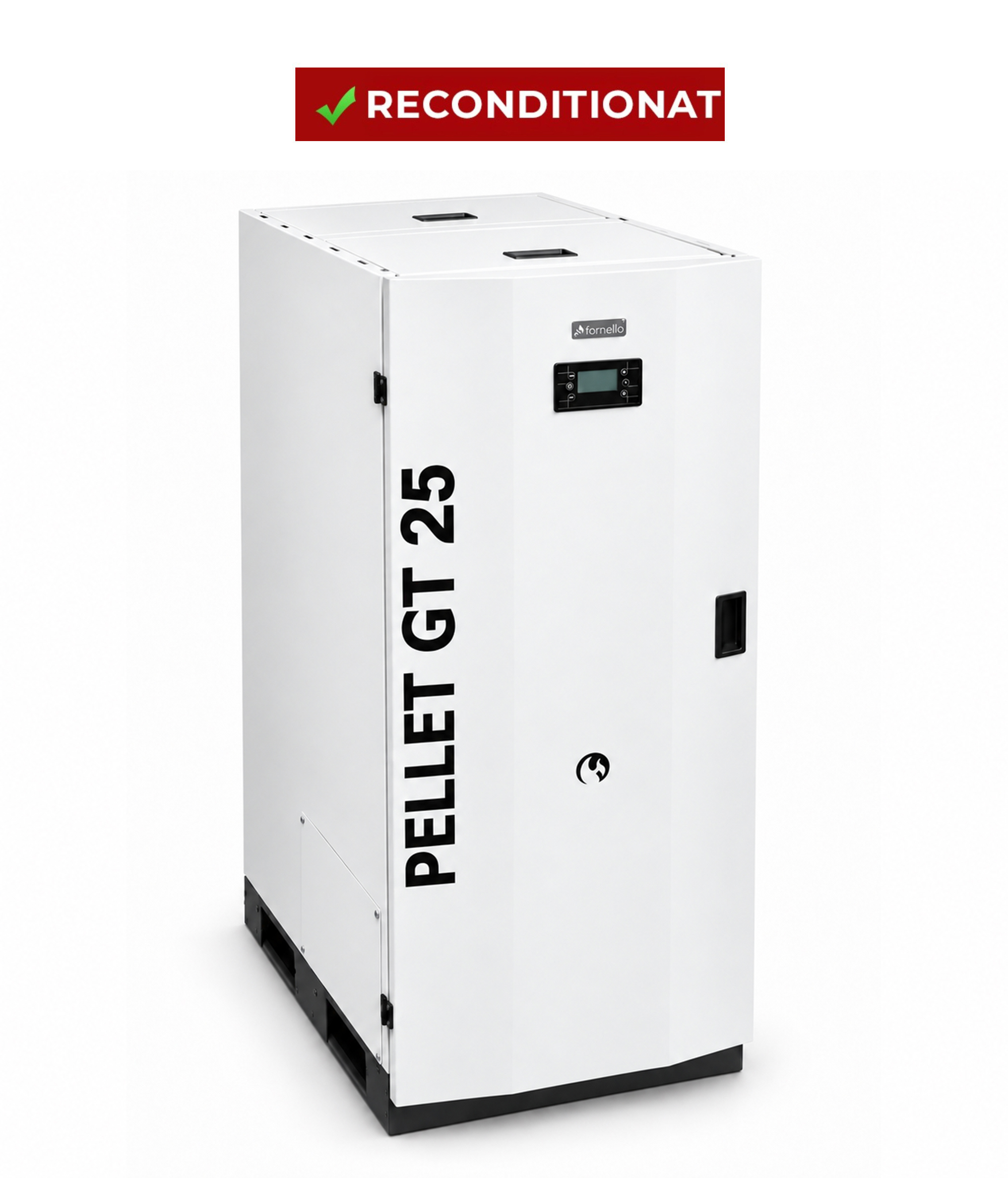 PRODUS RECONDITIONAT DAR IN STARE DE FUNCTIONARE 27777 !!! Centrala termica pe peleti Fornello GT 25 Standard echipata cu pompa circulatie vas expansiune manometrusupapa de siguranta curatare mecanica arzator de peleti si schimbator de caldura