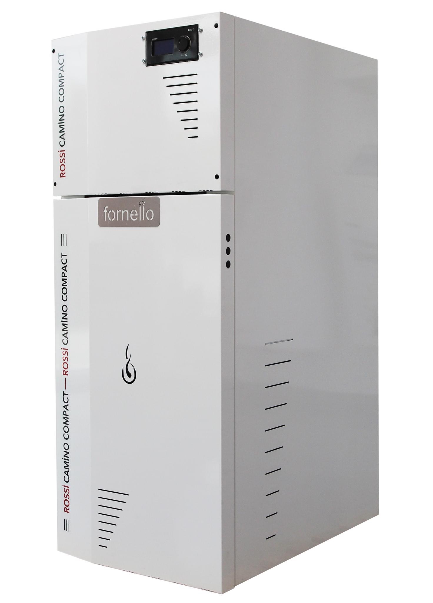 Pachet control de la distanta Centrala termica pe peleti Fornello Rossi Camino Compact 35 kw pompa vas expansiune tiraj fortat arzator inox si termostat Wi-Fi Salus IT 500