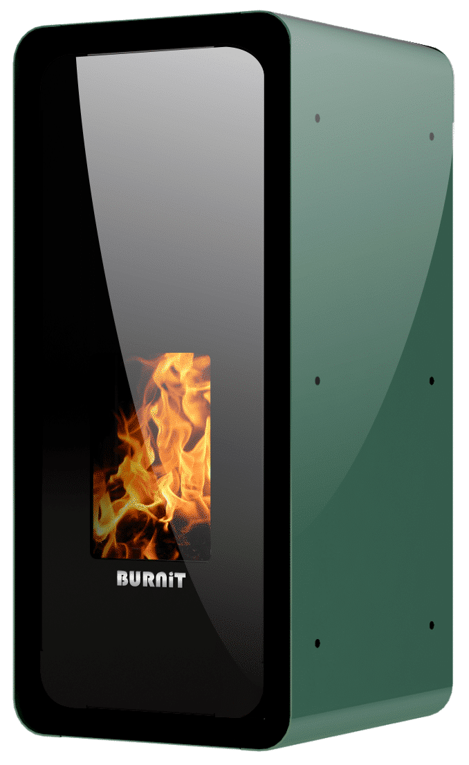Centrala termosemineu pe peleti Burnit Calor Swan Green 18 kW, echipata cu pompa de circulatie, vas de expansiune, automatizare, suprafata pana la 145 metri patrati
