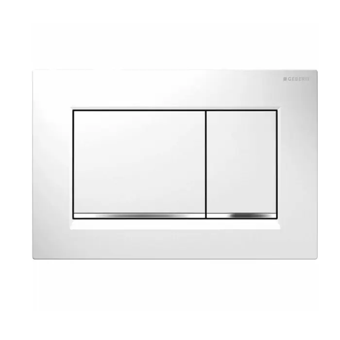 Clapeta actionare rezervor WC incastrat, Geberit Sigma 30 115.883.KJ, alb + cromat, 24.6 x 16.4 cm